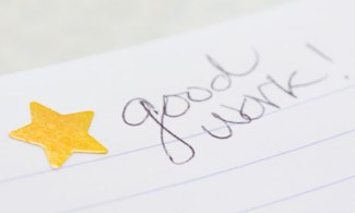 Gold star on notebook